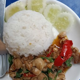 กระเพราไก่ราดข้าว
