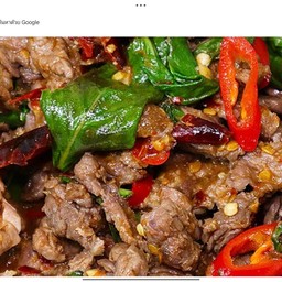 เนื้อผัดพริกขี้หนูโหระพา