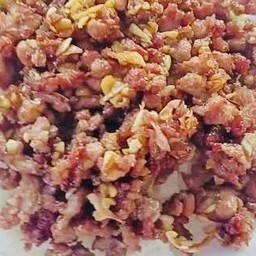 เนื้อสับซอสกระเทียมพริกไทย(กับข้าว)