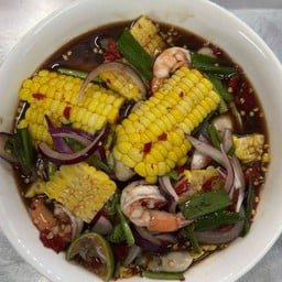 ยำกุ้งสุก+ข้าวโพด ปลาร้า