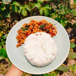 กะเพราหมูสับหมูชิ้น