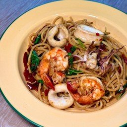 สปาเก็ตตี้หมึกกุ้ง