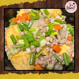 ผัดเต้าหู้ทรงเครื่องหมูสับ (กับข้าว)