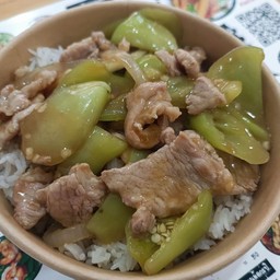 ผัดพริกหยวกหมู(ราดข้าว)