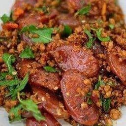 กะเพราหมูสับกุนเชียง.ราดข้าว