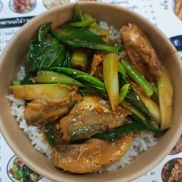 ผัดคะน้าปลากระป๋อง(ราดข้าว)