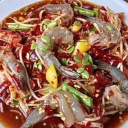 ตำกุ้งสด(สุก)