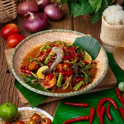 ตำกะเฉดกุ้งสด