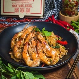 กะเพราเส้นเล็ก-กุ้ง