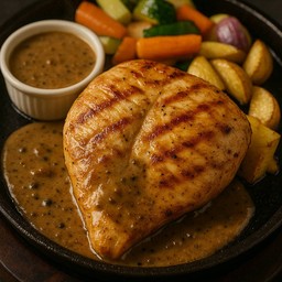 สเต็กอกไก่ กะทะร้อน