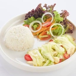 L ข้าวราด กะหล่ำปลีผัดน้ำปลา