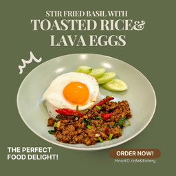 กระเพราข้าวคั่วไข่ลาวา