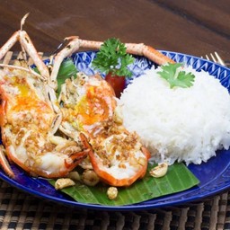 ข้าวกุ้งแม่น้ำกระเทียม