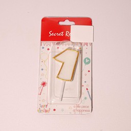 เทียนตัวเลข 1 ขอบทอง