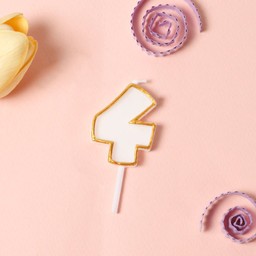 เทียนตัวเลข 4 ขอบทอง