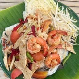 ตำขนมจีนปลาร้า กุ้งหมูยอ