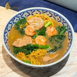 หมี่กรอบราดหน้าหมู+กุ้ง(กลาง)