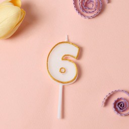 เทียนตัวเลข 6 ขอบทอง