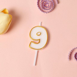 เทียนตัวเลข 9 ขอบทอง