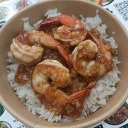 กุ้งกระเทียม ราดข้าว