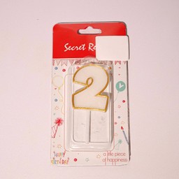 เทียนตัวเลข 2 ขอบทอง