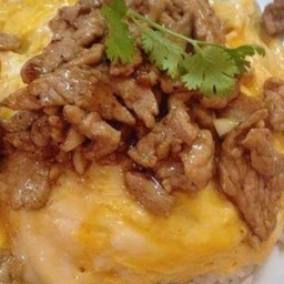 ข้าวไก่กระเทียม+ไข่เจียว