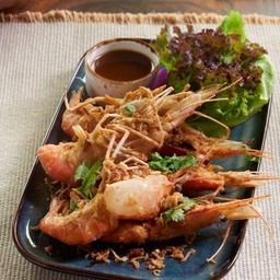 กุ้งแม่น้ำทอดซอสมะขาม