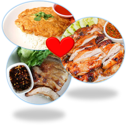 [เซตสุดฮิต] ข้าวไข่เจียวชิลชิล + ข้าวคอหมูย่าง + ไก่ย่างนุ่ม