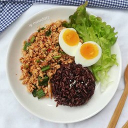 ข้าวไรซ์เบอรี่+ลาบหมู