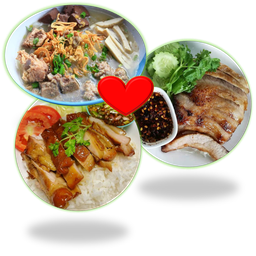 [เซตสุดฮิต] ก๋วยจั๊บอุบลคนจริงใจ + ข้าวไก่ย่างนุ่ม + ข้าวคอหมูย่าง