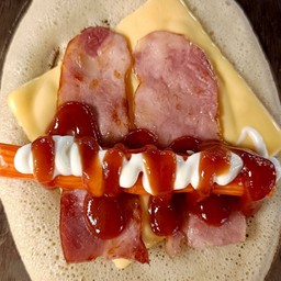 2ชิ้นไส้เบคอน+ปูอัด+ชีสแผ่น