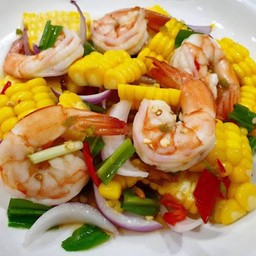 ยำกุ้งสุกข้าวโพด