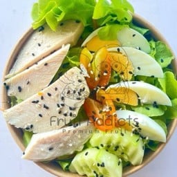 Sl19 สลัดผัก อกไก่ ไข่ (กล่องกลมน้ำตาลเล็ก)