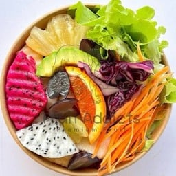 Sl25 สลัดผัก ผลไม้รวม (กล่องกลมน้ำตาลเล็ก)