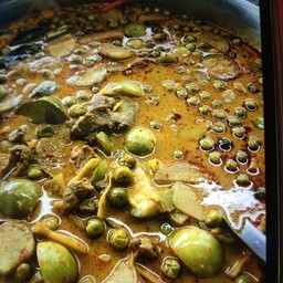 แกงกะทิเนื้อวัวข่าอ่อนมะเขือ