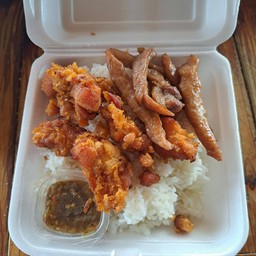 ข้าวสวยหมูทอด+ไก่ทอด