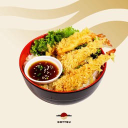 ข้าวหน้ากุ้งทอดเกล็ดขนมปัง