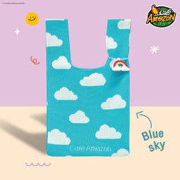 Café Amazon Knitting Bag กระเป๋าถักไหมพรม ลาย Blue Sky