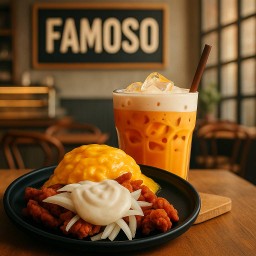 ข้าวไข่ข้นไก่ทอดซาวครีมคู่ชาไทย