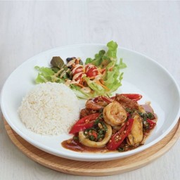 ข้าวราดกระเพราทะเล #80