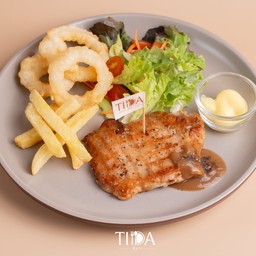 สเต็กหมูพริกไทยดำ