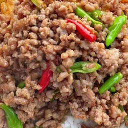 ข้าวหมูสับผัดพริกขี้หนู