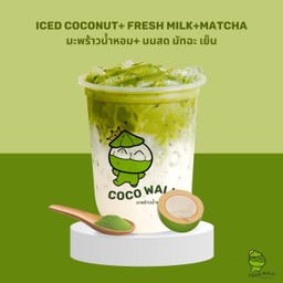 มะพร้าวน้ำหอม+มัทฉะ นมสดเย็น