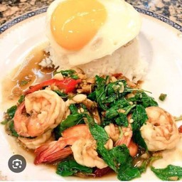 กระเพรากุ้ง+ไข่ดาว