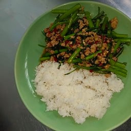 ผัดผักบุ้งหมูสับราคา