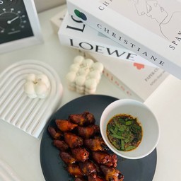 หัวใจไก่ย่าง 5 ไม้+น้ำจิ้มแจ่ว