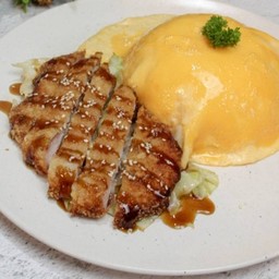 ข้าวไข่นุ่ม+หมู/ไก่ทอดซอสเทอริยากิ