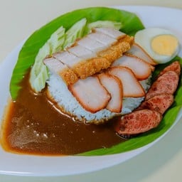 ข้าวหมูแดง+หมูกรอบ