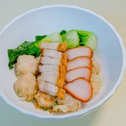 บะหมี่+เกี๊ยวกุ้ง-หมูแดง+หมูกรอบ
