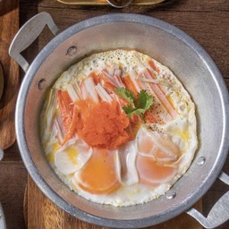 ไข่กระทะปูอััดไข่กุ้ง